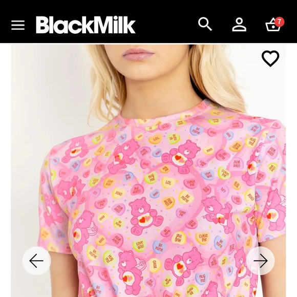 Blackmilk ‘Care Bears Candy Hearts Tie Front Tee’ Size Small S NWT - Picture 2 of 10